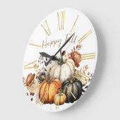 Happy Herfst Bloemen en Pompoenen Waterverf Herfst Grote Klok (Hoek)