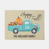 Happy Herfst Blue Truck Familienaam Pumpkins Doorm Deurmat (Voorkant)