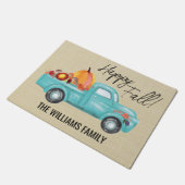 Happy Herfst Blue Truck Familienaam Pumpkins Doorm Deurmat (Schuin)