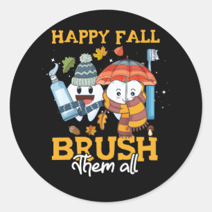 Happy Herfst borstel ze de hele herfst schoon ze a Ronde Sticker
