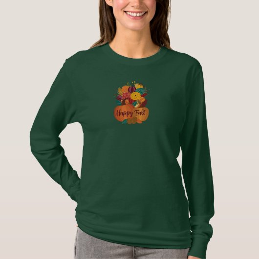 Happy Herfst Bouquet Women's Long-Sleeve Shirt (Voorkant)