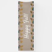 Happy Herfst Brown Greenery Leaf Border Banner (Verticaal)