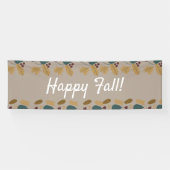 Happy Herfst Brown Greenery Leaf Border Banner (Horizontaal)