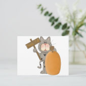 Happy Herfst Cat met pompoen Briefkaart (Staand voorkant)