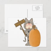Happy Herfst Cat met pompoen Briefkaart (Voorkant / Achterkant)