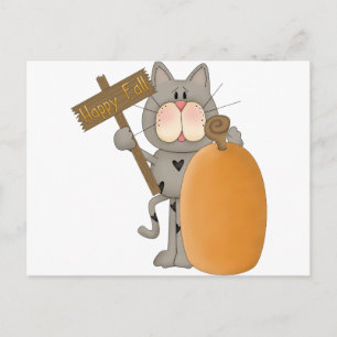 Happy Herfst Cat met pompoen Briefkaart