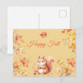 Happy Herfst Eekhoorn in Bladeren Briefkaart (Voorkant / Achterkant)