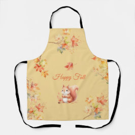 Happy Herfst Eekhoorn in Bladeren Schort
