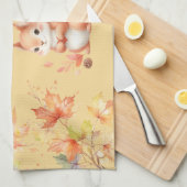 Happy Herfst Eekhoorn in Bladeren Theedoek (Quarter Fold)