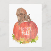 Happy Herfst-eekhoorn op pompoen Briefkaart (Voorkant)