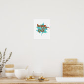 Happy Herfst | Fall Leaves | Herfst Oranje en Blau Poster (Keuken)