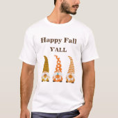 Happy herfst Gnomen met pompoen en bladeren Custom T-shirt (Voorkant)
