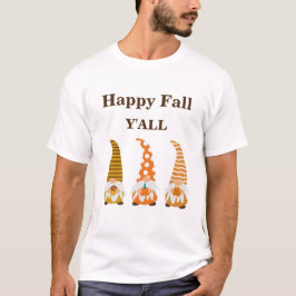 Happy herfst Gnomen met pompoen en bladeren Custom T-shirt