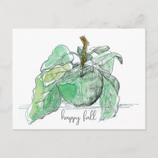 Happy Herfst Green Apple Fruit verlaat de Waterver Briefkaart (Voorkant)