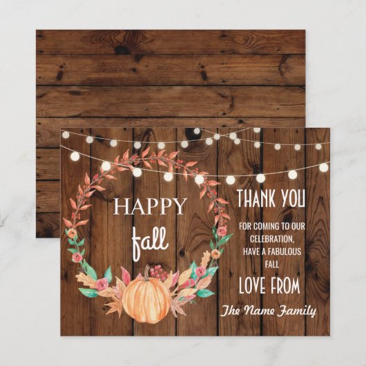 Happy Herfst Harvest Festival Pompoen Dank je wel  Kaart (Voorkant / Achterkant)