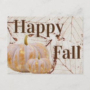 Happy Herfst Harvest White Leaves & Pumpkins Briefkaart