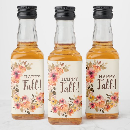 Happy Herfst Herfst Bloemen Swag Mini Likeurfles Etiket (Flessen)