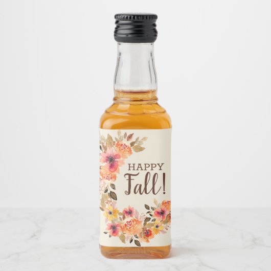 Happy Herfst Herfst Bloemen Swag Mini Likeurfles Etiket (Voorkant)
