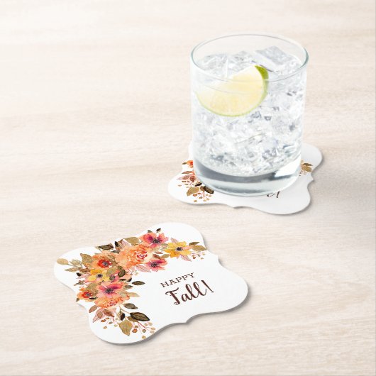 Happy Herfst herfst blooms beugel Kartonnen Onderzetters (Insitu)
