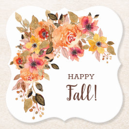 Happy Herfst herfst blooms beugel Kartonnen Onderzetters