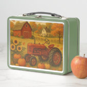 Happy herfst klassieke tractor en boerderij (In situ)