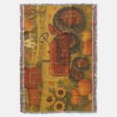 Happy herfst klassieke tractor en boerderij deken (Voorkant Verticaal)