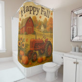 Happy herfst klassieke tractor en boerderij douchegordijn (In situ)