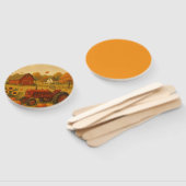 Happy herfst klassieke tractor en boerderij handwaaier (Niet-gemonteerd)