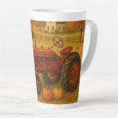 Happy herfst klassieke tractor en boerderij latte mok (Rechterhoek)