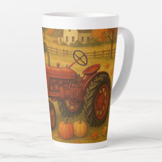 Happy herfst klassieke tractor en boerderij latte mok (Rechterhoek)