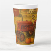 Happy herfst klassieke tractor en boerderij latte mok (Voorkant)