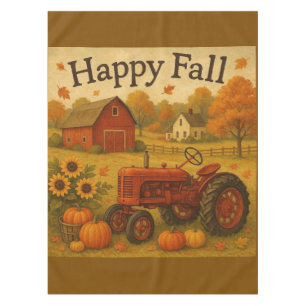 Happy herfst klassieke tractor en boerderij tafelkleed