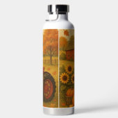 Happy herfst klassieke tractor en boerderij waterfles (Rechts)