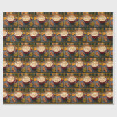 Happy Herfst latte in rode Mok met herfstbladeren Cadeaupapier (Vlak)