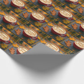 Happy Herfst latte in rode Mok met herfstbladeren Cadeaupapier (Hoek)