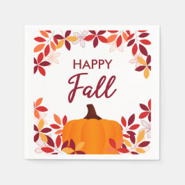 Happy Herfst Leuke Kleurrijke Bladeren Pompoen Lij Servet