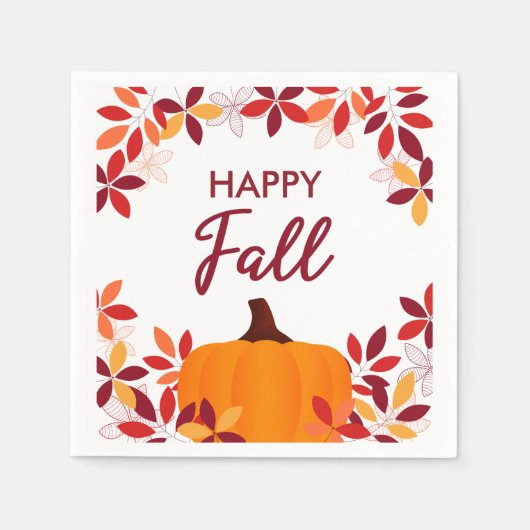 Happy Herfst Leuke Kleurrijke Bladeren Pompoen Lij Servet (Voorkant)