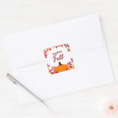 Happy Herfst Leuke Kleurrijke Bladeren Pompoen Lij Vierkante Sticker (Envelop)