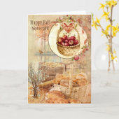 Happy Herfst Notecard met de Scène en de Kleuren v Kaart (Gele Bloem)