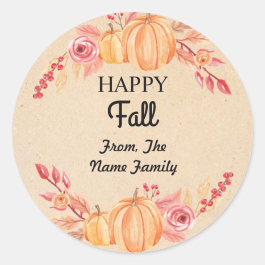 Happy Herfst Oogst Festival Pompoen Krans Sticker (Voorkant)