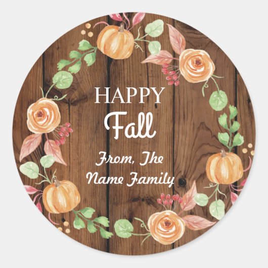 Happy Herfst Oogst Festival Pompoen Krans Sticker (Voorkant)