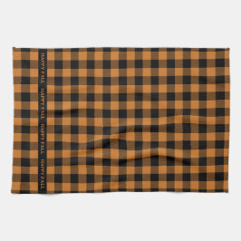 Happy herfst oranje controlepatroon theedoek