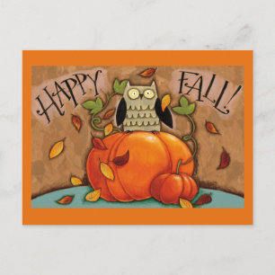 Happy Herfst Owl en Pumpkin Briefkaart