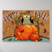 Happy Herfst Owl en Pumpkin Poster (Voorkant)