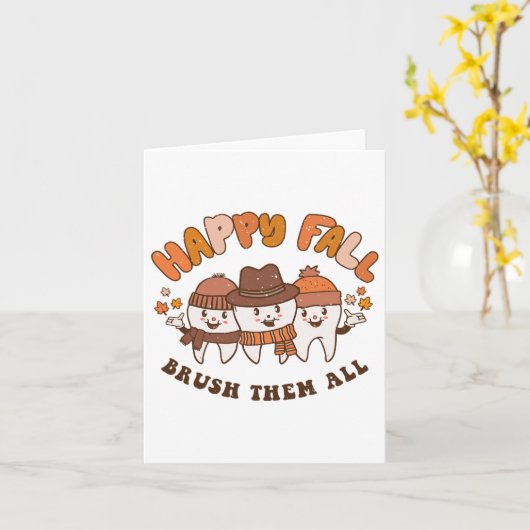 Happy Herfst penseel ze allemaal Dentist Teeth Tha Kaart (Gele Bloem)