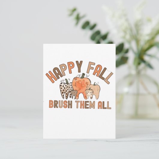 Happy Herfst poets ze alle tandheelkundige tanden Uitnodiging Briefkaart (Staand voorkant)