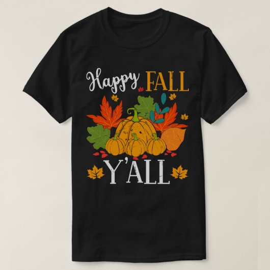 Happy Herfst pompoen bladeren herfst T-shirt (Design voorkant)