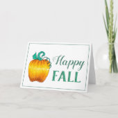 "Happy Herfst" Pompoen Blauwgroen thema wenskaart Kaart (Voorkant)