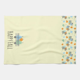 Happy Herfst pompoen in Wagon Pattern Theedoek