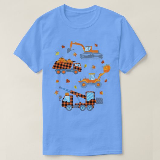 Happy Herfst Pumpkin Crane Truck Construction Todd T-shirt (Design voorkant)